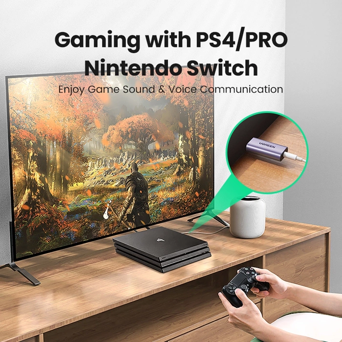 UGREEN USB auf Miniklinke 3.5mm Audio CM383 AUX Adapter Grau