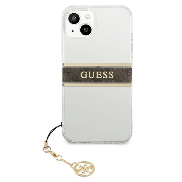 Hülle GUESS Apple iPhone 13 Mini 4G braunen Riemen Charm klar Hardcase