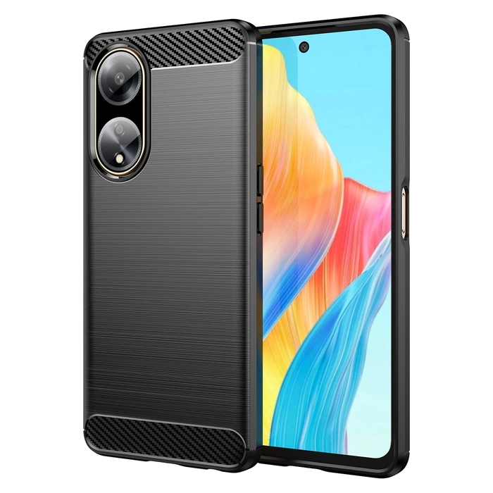 Ohebné pouzdro s karbonovým vzorem pro Oppo A98 5G Carbon Case - černé
