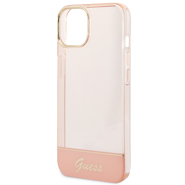 Hülle GUESS Apple iPhone 14 Plus Transluzent Rosa Hartcase