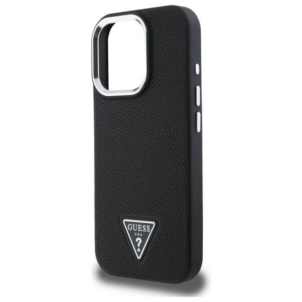 Etui Guess iPhone 16 Pro Max czarny/black hardcase Grained Triangle MagSafe