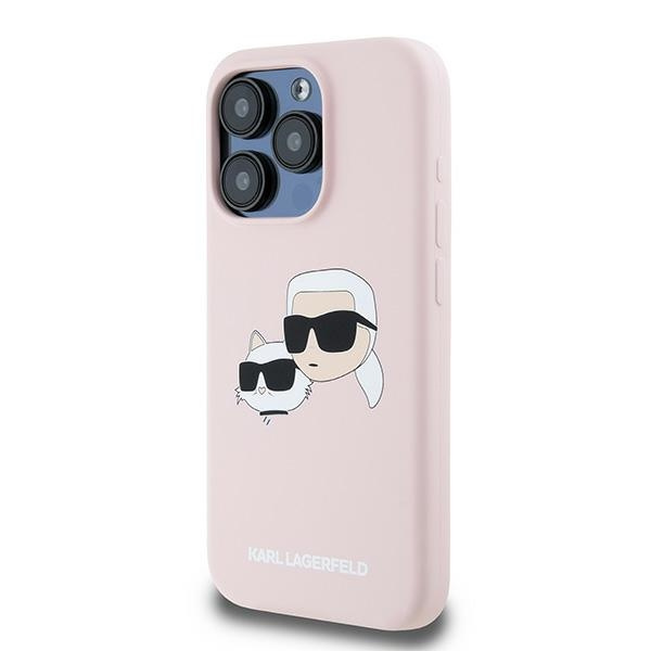 Etui Karl Lagerfeld KLHMP15LSKCHPPLP iPhone 15 Pro 6.1" różowy/pink hardcase Silicone Karl & Choupette MagSafe