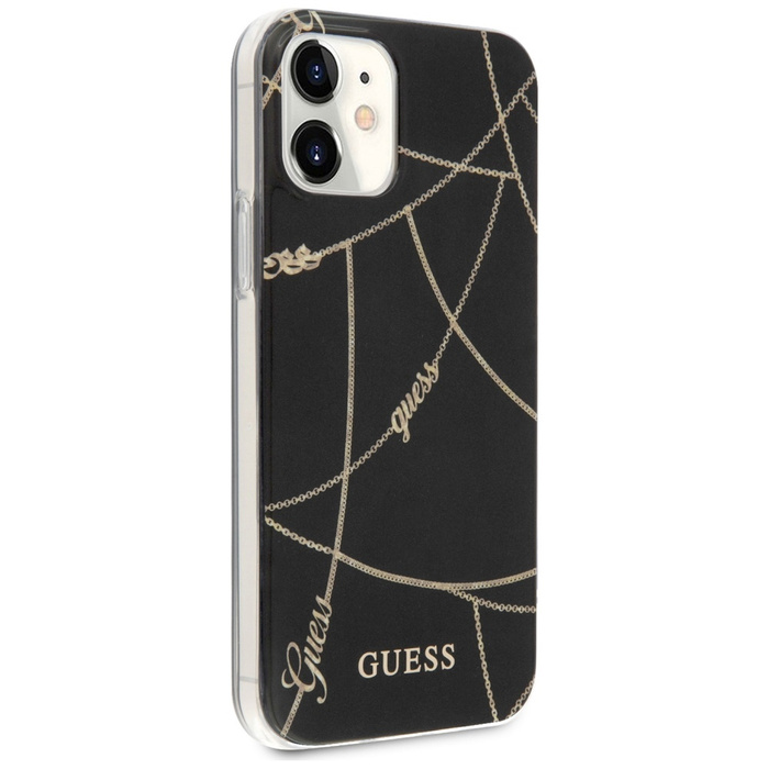 Cover GUESS Apple iPhone 12 Mini Gold Chain Collection GUHCP12SPCUCHBK Nero Hardcase