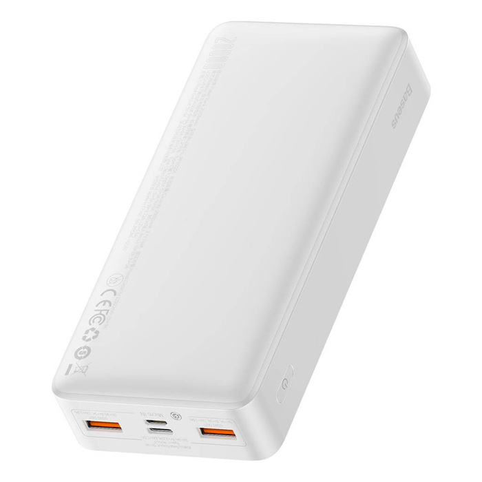 Baseus Bipow Batterie Externe à Charge Rapide 20000mAh 20W blanc (Overseas Edition) + USB-A - Câble Micro USB 0.25m blanc (PPBD050302)