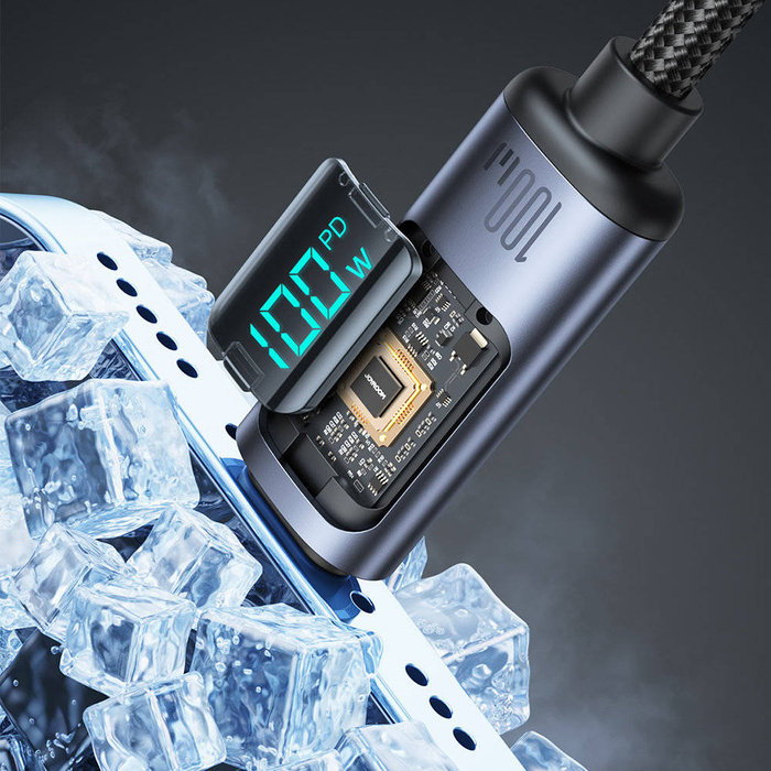 USB C - USB C-Kabel 100 W 1,2 m mit LED-Anzeige Joyroom S-CC100A16 - Schwarz