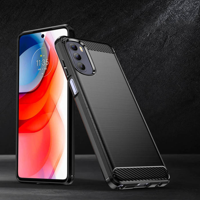 Carbon Case flexibilní pouzdro kryt Motorola Moto G Stylus 2022 černý