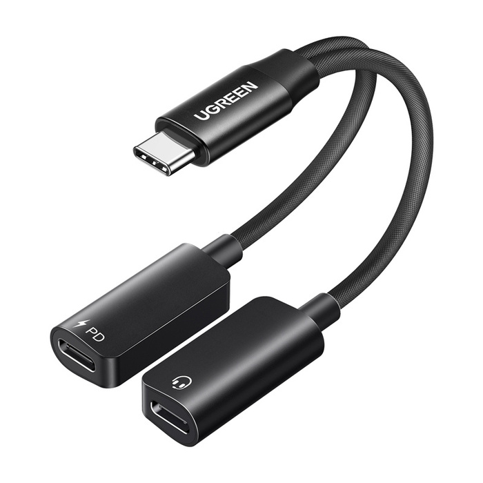 Sound card Ugreen CM821, USB-C to 2x USB-C (black)