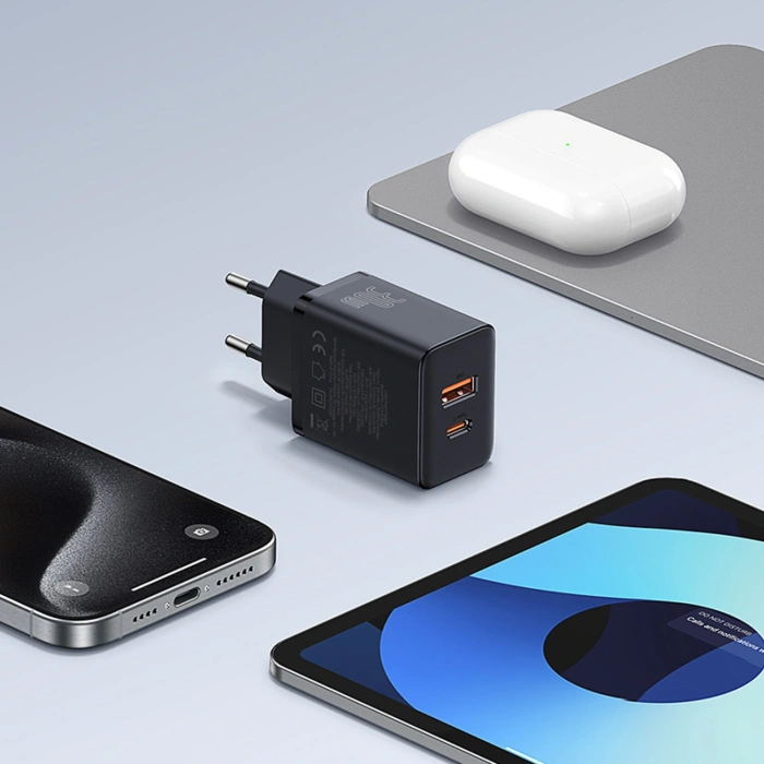 Ładowarka sieciowa Baseus Cube Pro 30W USB-C USB-A - czarna