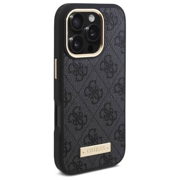 Etui Guess iPhone 16 Pro 6.3" czarny/black hardcase 4G Logo Plate MagSafe
