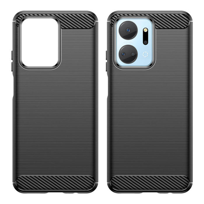 Carbon Case Hülle für Honor Play 40 Plus / Honor X7a flexible Silikon-Carbon-Hülle schwarz