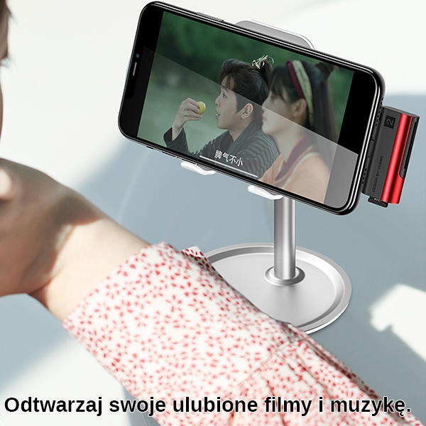 USAMS Čtečka paměťových karet SD MicroSD s konektorem Lightning červená černá