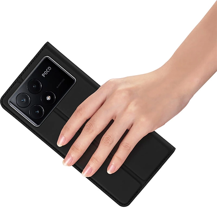 Dux Ducis Skin Pro Hülle für Xiaomi Poco X6 Pro 5G / Redmi K70E mit Klappe und Kartenfach - Schwarz