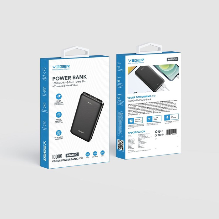 Powerbank Veger A10 (W1065) 2A 10000 mAh czarny