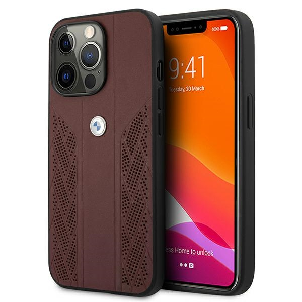 BMW Case Apple iPhone 13 Pro Leather Curve Perforate Red Hardcase