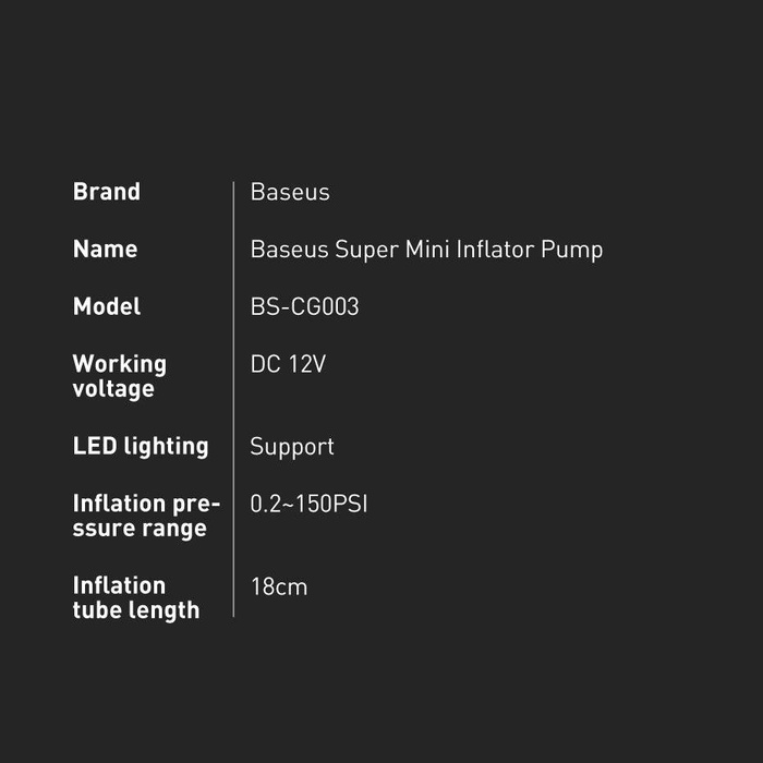 Baseus Mini Auto Kompressor Luftpumpe für Zigarettenanzünder schwarz (CRCQ000001)