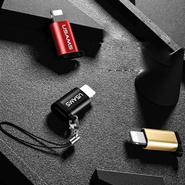 USAMS Adapter microUSB-lightningze smyczą czarny/black SJ152ML01 (US-SJ152)