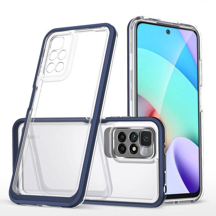 Průhledný gelový kryt 3v1 pouzdro pro Xiaomi Redmi 10 s rámečkem modrý