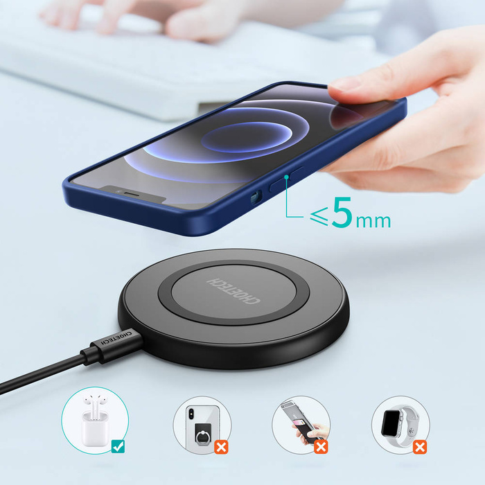 Choetech nabíječka bezdrátové připojení Qi 10W + kabel USB - micro USB černé (T526-S)
