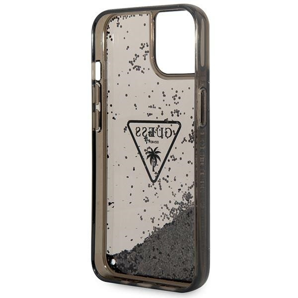 Hülle GUESS Apple iPhone 14 Plus Liquid Glitter Palm Kollektion Schwarz Hartcase
