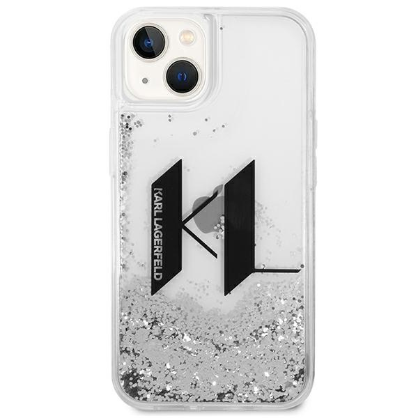Hülle Karl Lagerfeld iPhone 14 6,1" silber/silber hartcase Liquid Glitter Big KL
