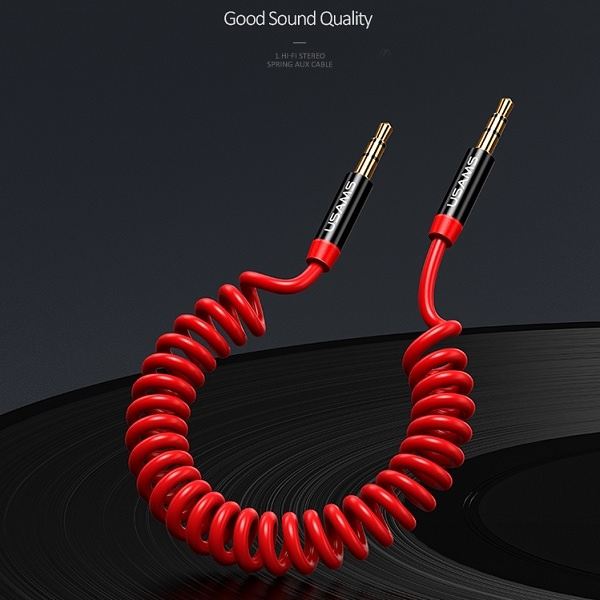 Adaptador USAMS Jack 3,5mm - Jack 3,5mm Spring Audio 1,2m SJ256YP02 US-SJ256 Rojo