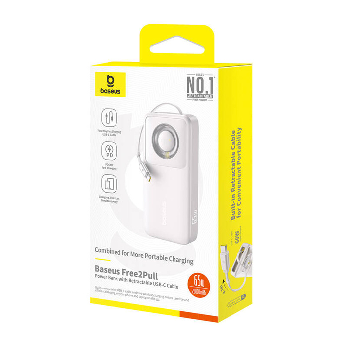 Powerbank Baseus OS Free2Pull 20000mAh 65W + kabel (szary)