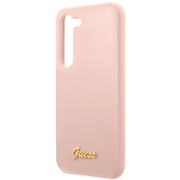Case Guess GUHCS23SLSLMGPP S23 S911 pink/pink hardcase Silicone Script Metal Logo Case