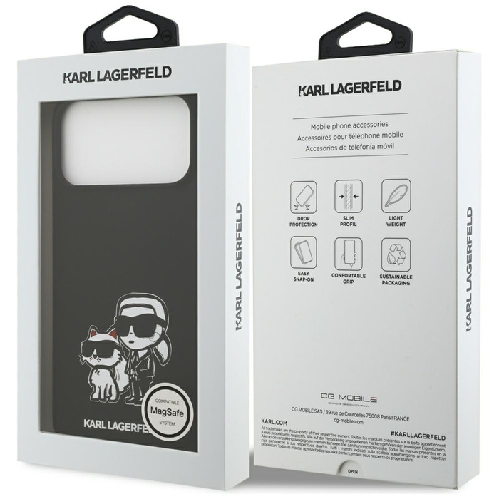 Etui Karl Lagerfeld Silicone K&C Sketch  & Logo MagSafe do iPhone 17 Pro Max czarny