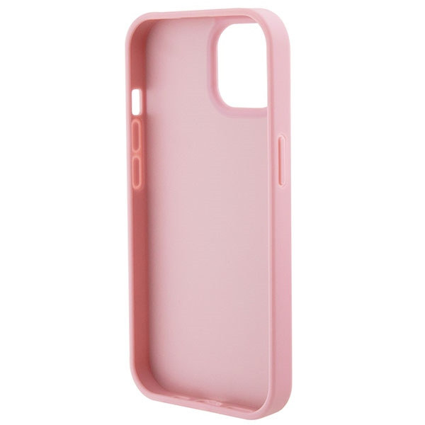 Case Guess GUHCP15SP4EPMP iPhone 15 6.1" pink/pink hardcase Leather 4G Stamped Case