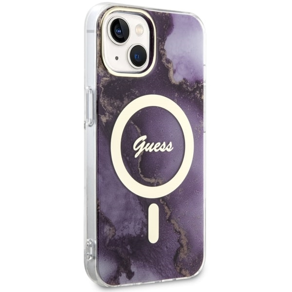 Case Guess GUHMP14SHTMRSU iPhone 14 6.1" purple/purple hardcase Golden Marble MagSafe Case