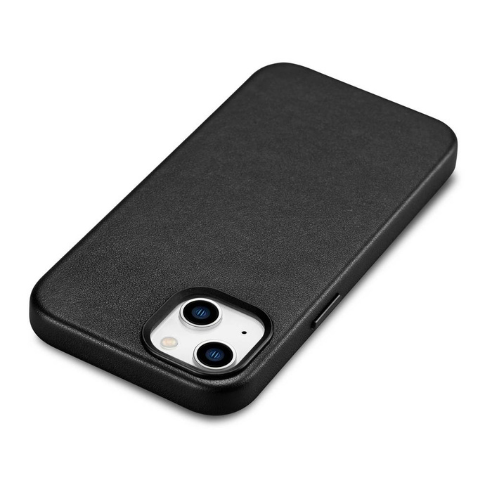 iCarer Case Leather genuine leather case for iPhone 14 Plus schwarz () (MagSafe compatible)