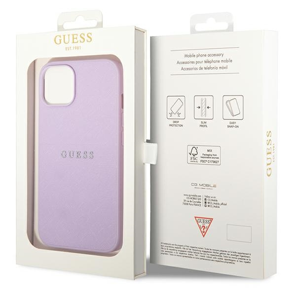 Case Guess iPhone 14 Plus 6.7" purple/purple Saffiano Strap