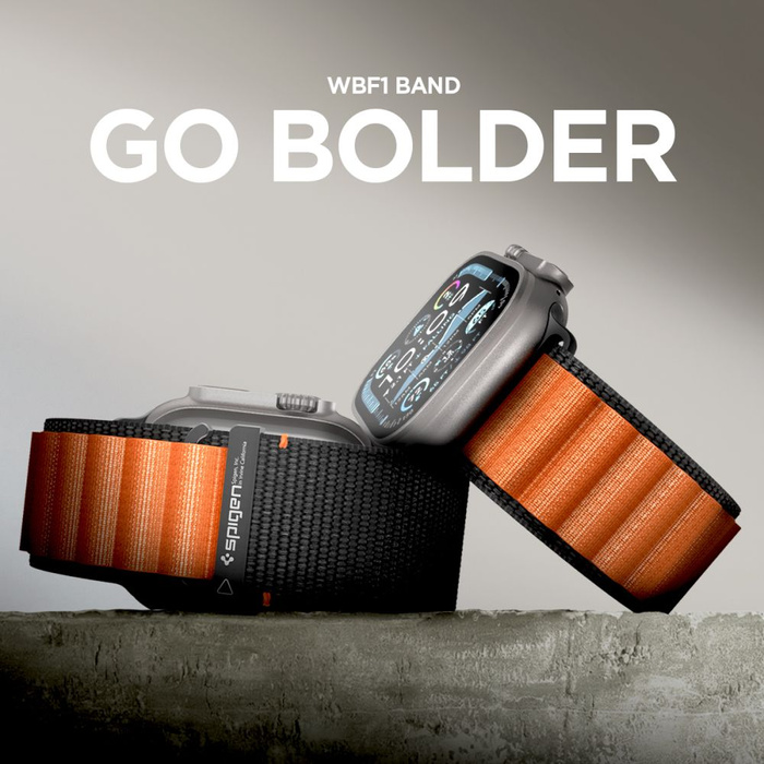 Spigen WBF1 BAND Apple Watch 6 / 7 / 8 / 9 / 10 / SE / ULTRA 1 / 2 (44 / 45 / 46 / 49 MM) SCHWARZ/ORANGE