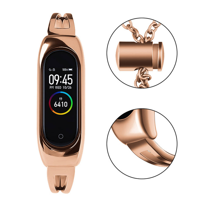 Replacment metal band bracelet strap for Xiaomi Mi Band 6 / 5 / 4 / 3 rose gold