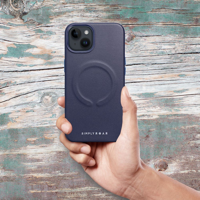ROAR futerał LEATHER MAG kompatybilny z MagSafe do IPHONE 12 Pro Granatowy