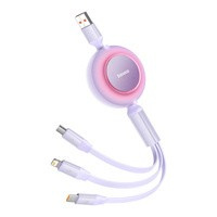 Baseus Bright Mirror 2 cable retráctil 3en1 USB tipo A - micro USB + Lightning + USB tipo C 66W 1,1m púrpura (CAMJ010105)