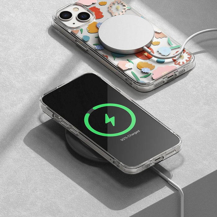 Ringke Fusion Design Housse blindée avec cadre en gel pour iPhone 14 Plus transparent (Floral) (FD637E31)