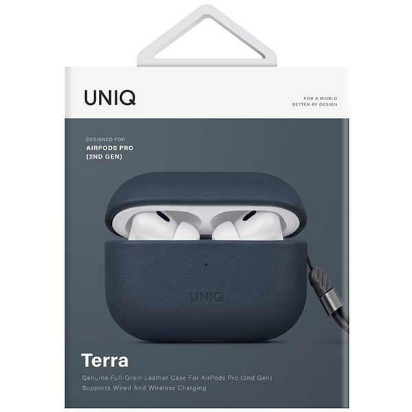 UNIQ case Terra AirPods Pro 2nd gen Genuine Leather blue/space blue