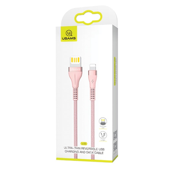 Cavo intrecciato USAMS Lightning 2A ricarica veloce 1.2m rosa