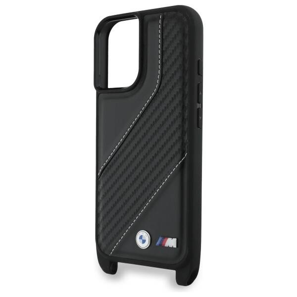 Case BMW iPhone 16 Plus black/black hardcase M Edition Carbon Stripe &amp; Strap