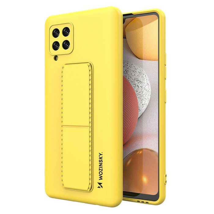 Wozinsky Kickstand Case Funda de silicona con soporte para Samsung Galaxy A42 5G Amarillo