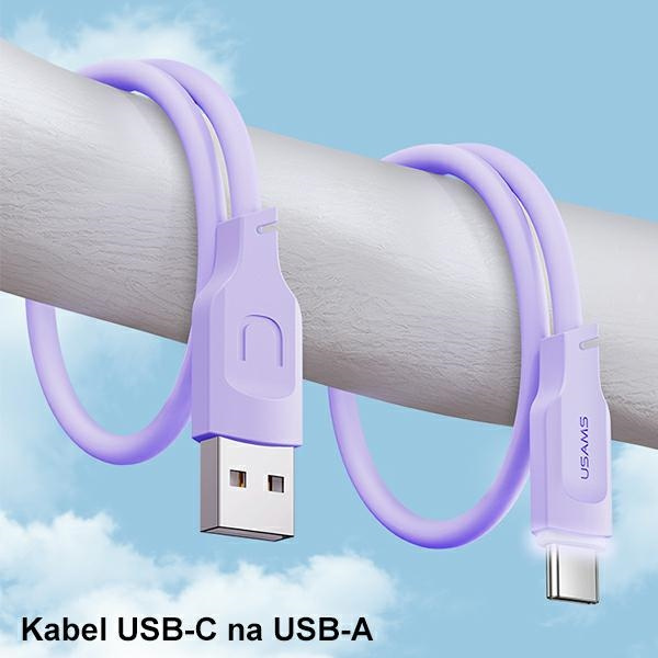 USAMS Kabel USB-C PD Fast Charging 1,2 m 6A Lithe Series fialová/fialová SJ568USB03 (US-SJ568)