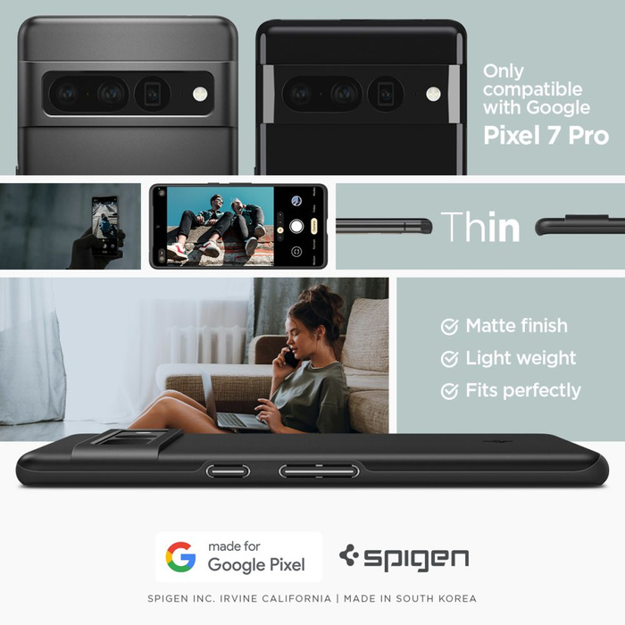 Spigen Thin Fit GOOGLE PIXEL 7 PRO Funda NEGRO
