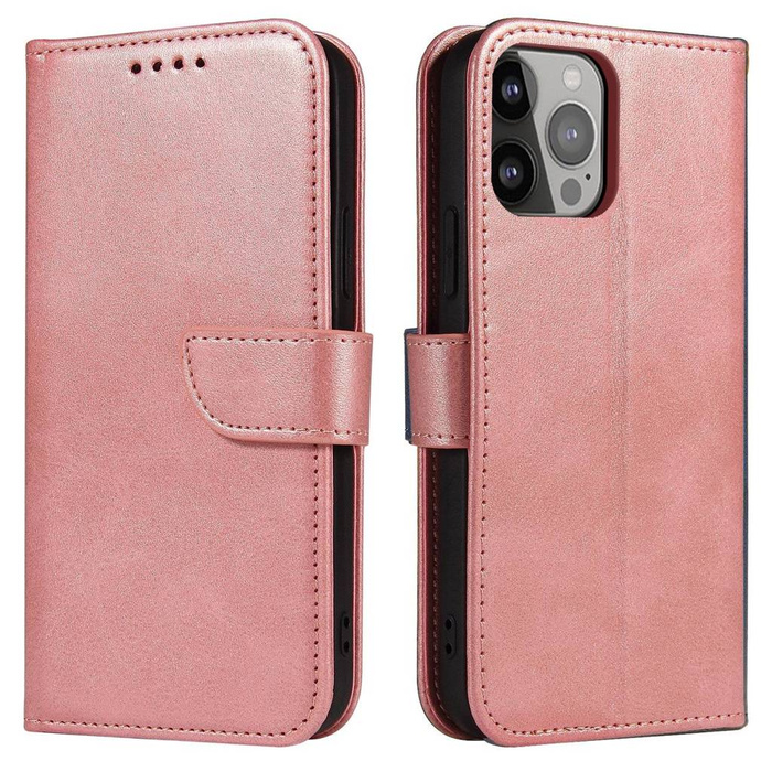 Pouzdro na peněženku se stojánkem pro iPhone 15 Plus Magnet Case – růžové