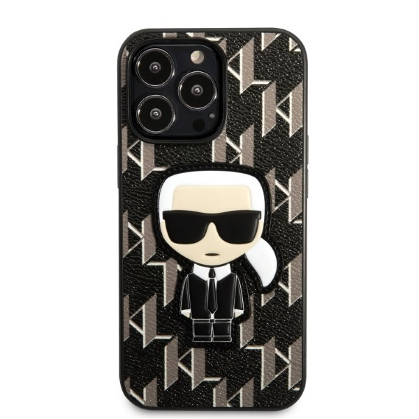 Cover Karl Lagerfeld iPhone 13 Pro / 13 6.1" Hardcase Nero/nero Monogram Ikonik Patch Case