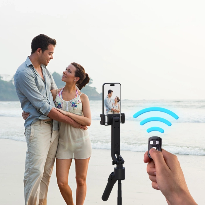 Wozinsky WST-360YS Selfie Stick with Tripod Function with 360° AI Auto Face Tracking Gesture Control - Black