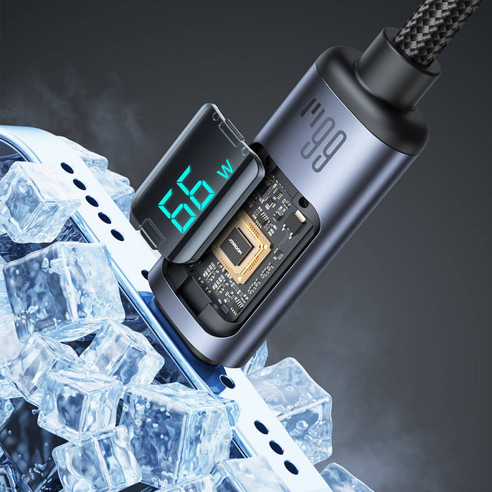 Câble USB C - USB A 66W 1,2m avec affichage LED Joyroom S-AC066A16 - noir