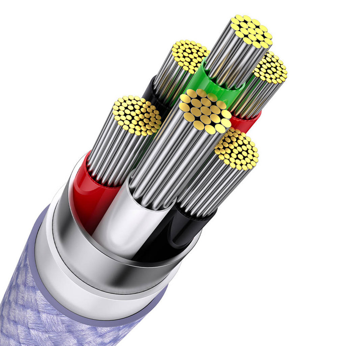 Baseus Flash Series Ⅱ kabel 3v1 s rychlým nabíjením USB-A na USB-C / Micro-USB / Lightning 66W 480Mb/s 1,2 m fialová