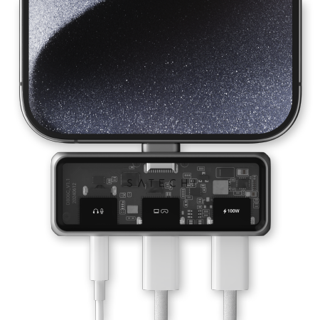Satechi Mobile XR Hub with Audio - mobilny adapter USB-C (1x USB-C 100W PD; 2.0 data i audio, 1x USB-C DP 1.4 4K@60Hz; 3.0 10 Gbps, 1x 3.5mm audio in/out) (space gray)