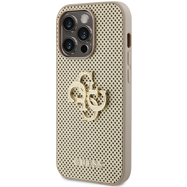 Etui Guess GUHCP15LPSP4LGD iPhone 15 Pro 6.1" złoty/gold hardcase Perforated 4G Glitter Case